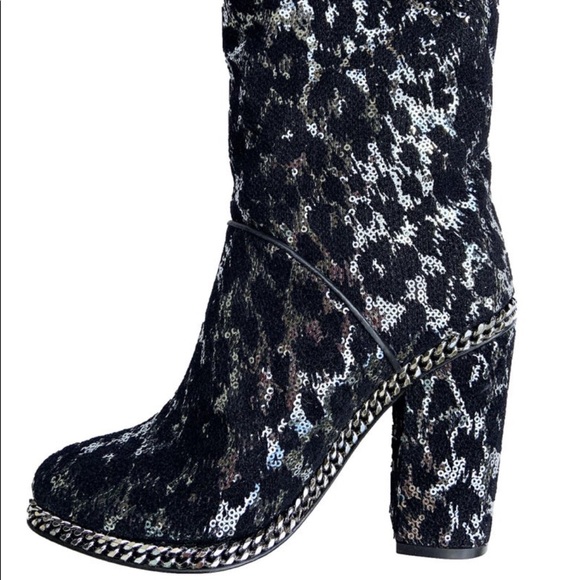*NIB❗️Balmain Emma Leopard Sequin Over The Knee Boots - Picture 7 of 13